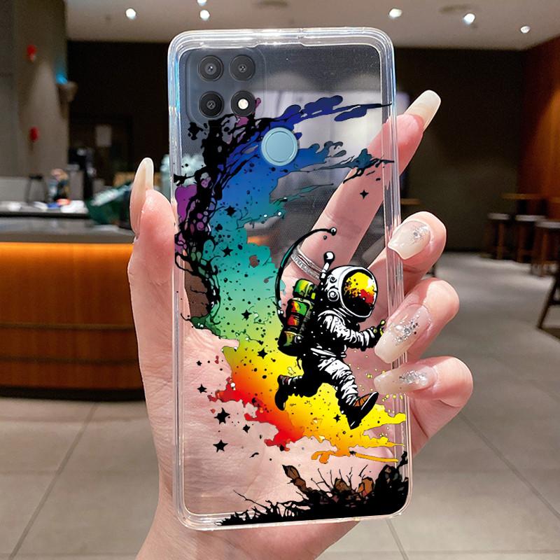 For Oppo A15 CPH2185 Case A15S CPH2179 Clear Fashion Butterfly Flowers Painted Soft TPU Back Cover For Oppo A15 A15S Phone Case