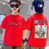 Camiseta infantil de anime japonês, top de gola redonda para meninos