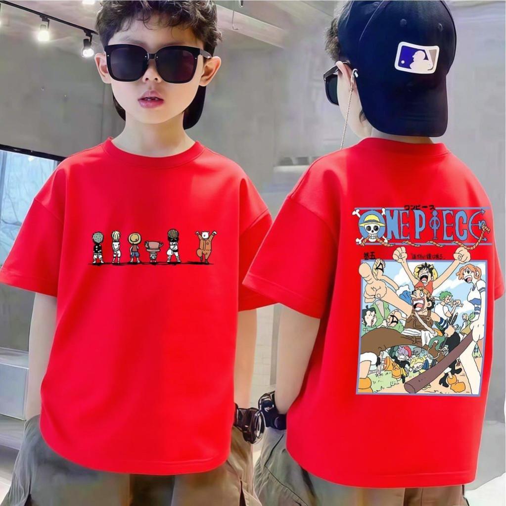 Camiseta infantil de anime japonês, top de gola redonda para meninos
