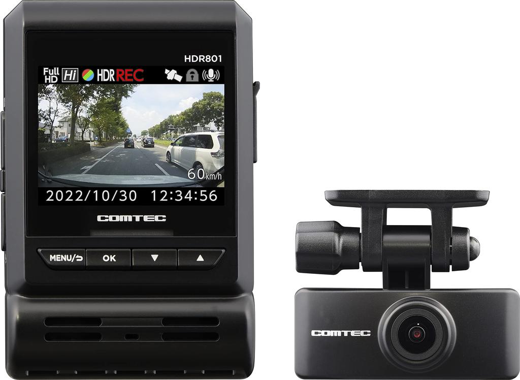 COMTEC Car Drive Recorder with Front and Rear 2 Cameras HDR801 New Image Correction Function Equipped Front and Rear 2 Megapixels Full HD GPS Equipped