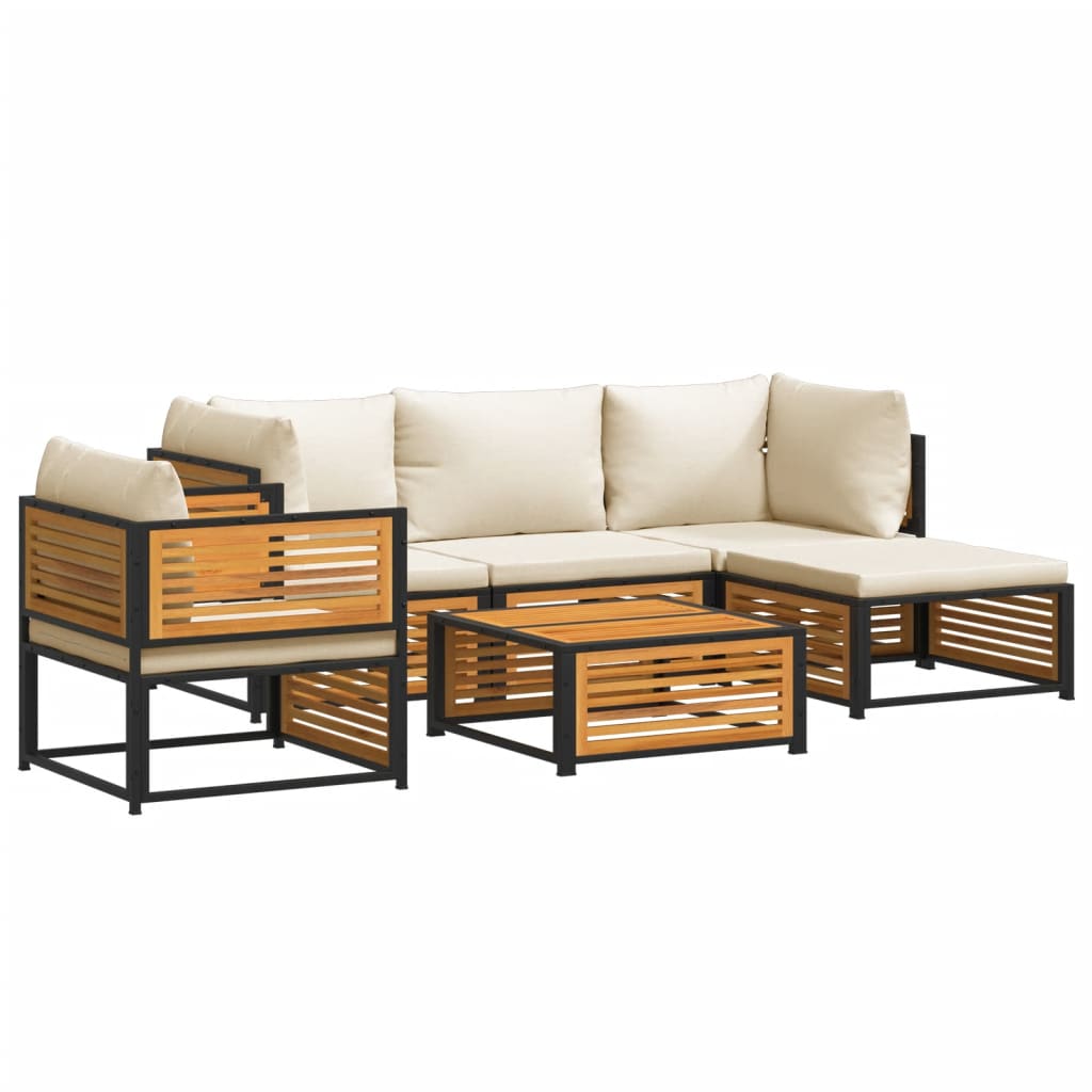 6 Piece Garden Sofa Set with Cushions Solid Acacia Wood