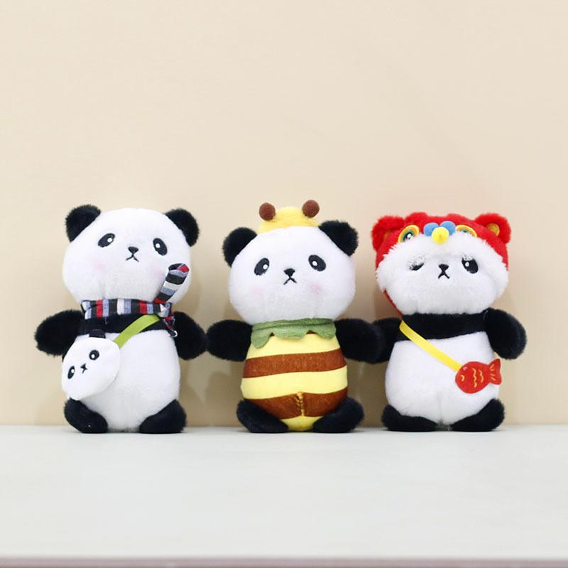 Charming Bee Panda Plush Keychain Adorable Panda Stuffed Toy Bag Pendant