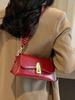 Retro Wine Red Small Square Bag Women's Autumn Winter Versatile 2025 New Single Shoulder Bags Fashion Solid Color Crossbody Pack