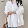 Oversized Womens Lapel Neck Drop Shoulder Long Sleeve Button Down Casual Loose Baggy Blouse Shirts