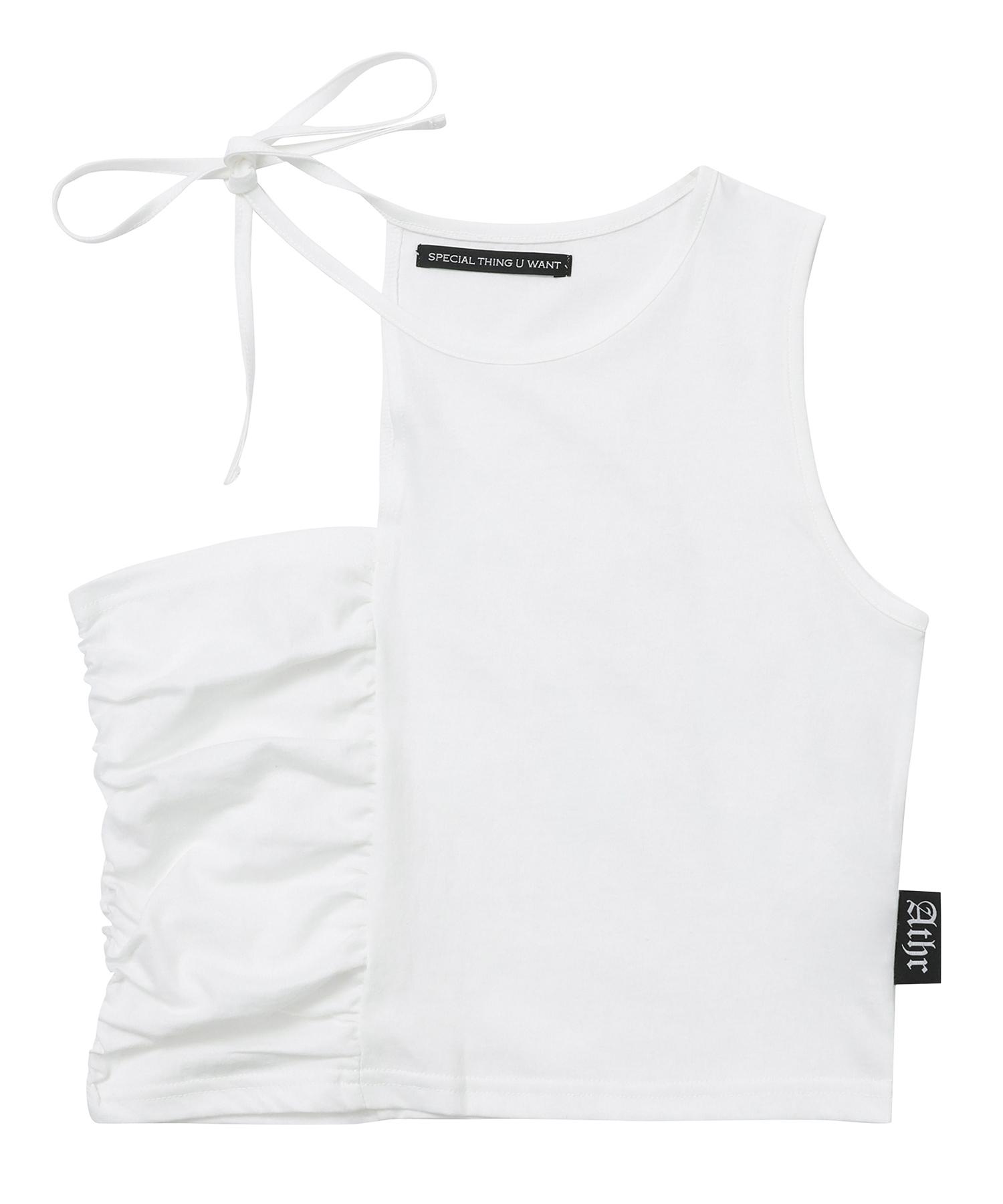 Andy Other White Shirred Cut Sleeveless Khaki/M