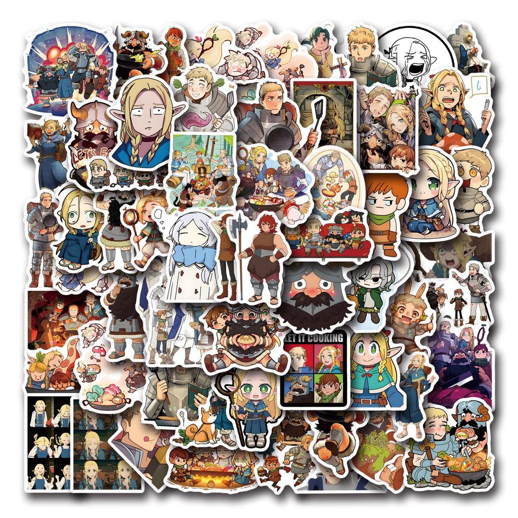 55 Anime Dungeon Foodie Graffiti Stickers - Waterproof Decoration for Computers
