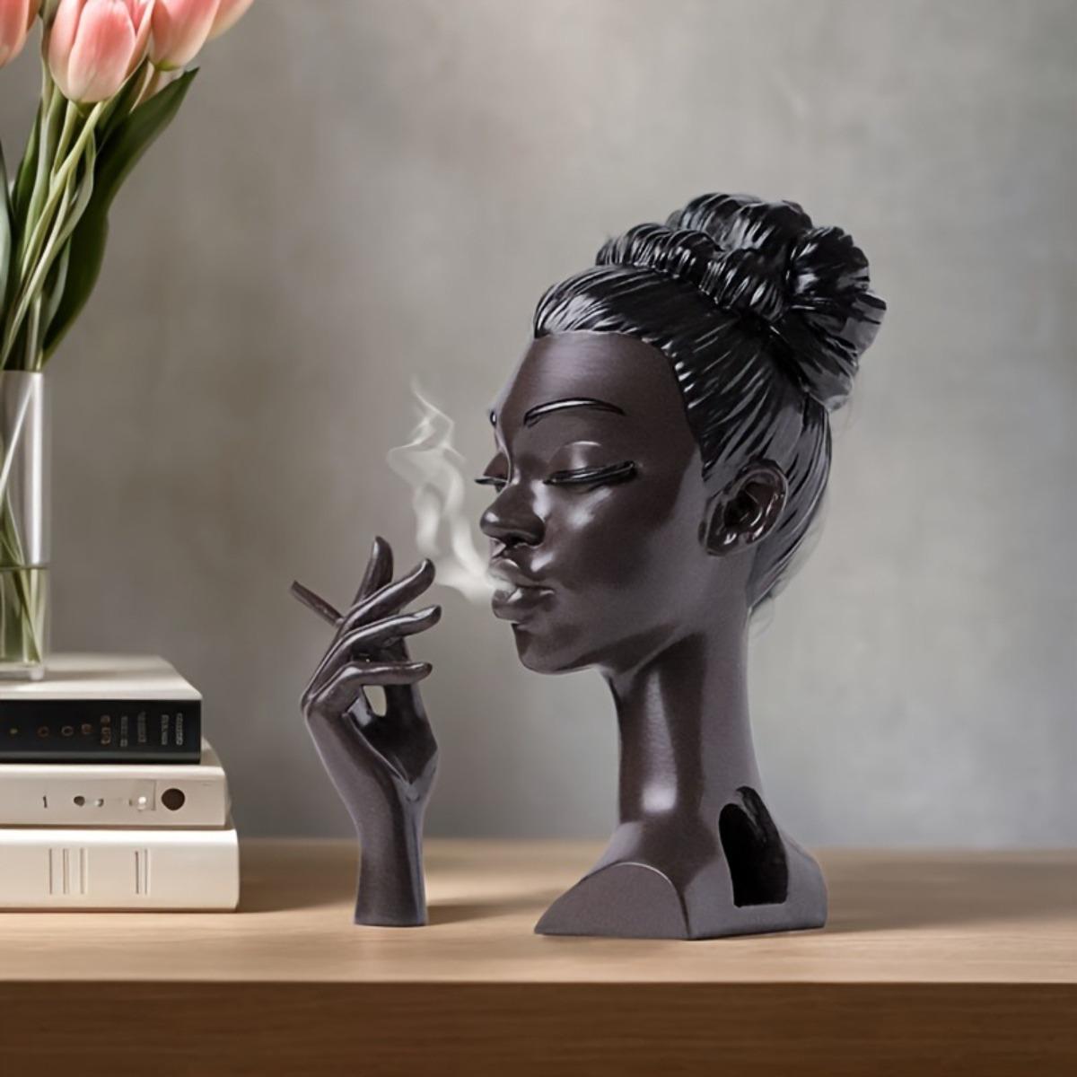 

Cross Border New Black Lady Incense Burner Creative Desktop Decor Resin Craft African Sculpture