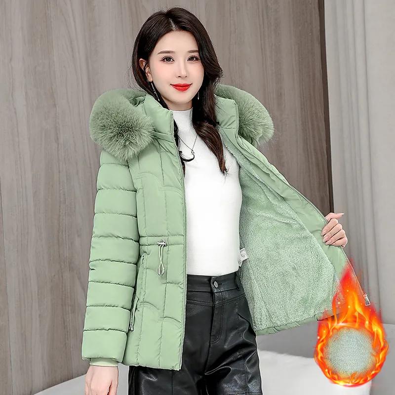 Winter Down Jacket Women's Parkas Warm Cotton Padded Coat Ladies Short Overcoat Hooded Overwear Tops