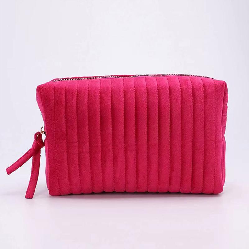 Large Capacity Velvet Cosmetic Bag Toiletry Bag Convenient Travel Toiletry Bag
