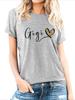Gigi Letter Heart Print Tshirt Crew Neck Short Sleeve Unisexs Casual Every Day Tops 2026 New Summer Aesthetics Clothing Tops