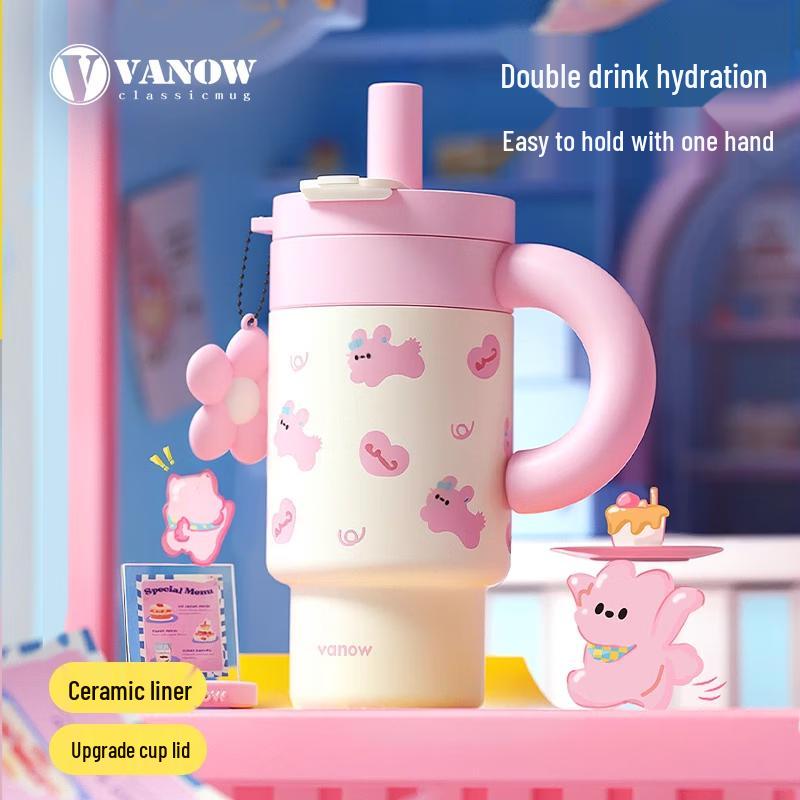 Vanow 750ml Ceramic Lined Insulated Straw Tumbler
