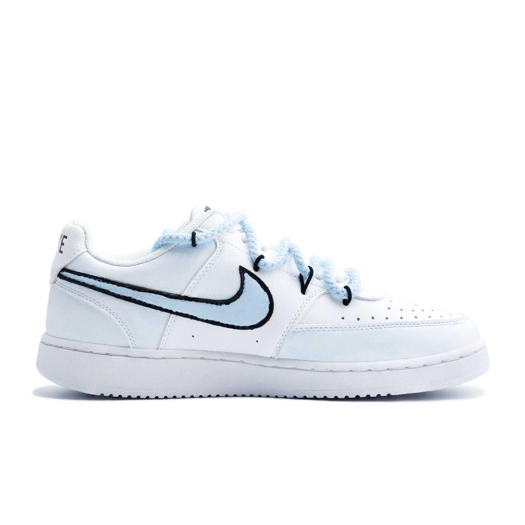 Nike Court Vision 1 Bear Adventure Abrasion Resistant Low Top Skateboard Shoes Unisex Light Blue DH2987-101(team-1331)