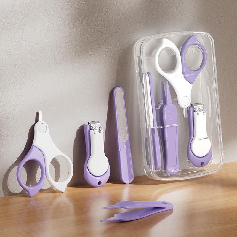 Baby Nail Kit 4 In1 Newborn Safety Nail Clippers Tweezer Kids Manicure Pedicure Set With Case Portable Baby Care Utensils