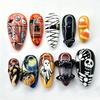 Halloween 3d Embossed Bat Ghost Skull Press On Nails For Women