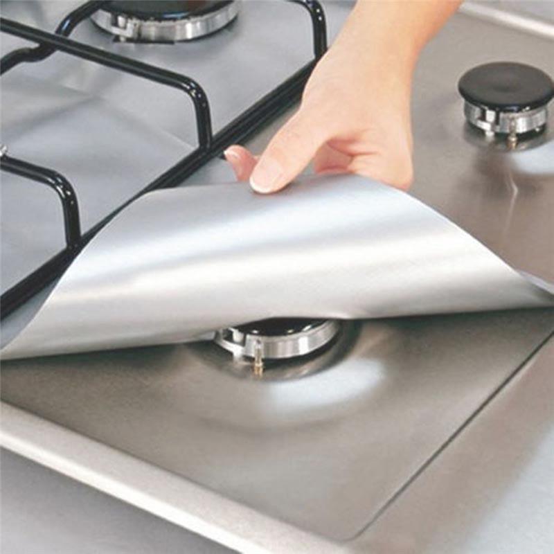 1/2/4PCS Non-Stick Stove Protector Cover Liner Reusable Aluminum Foil Kitchen Cover Protective Foil Kitchen Gadget