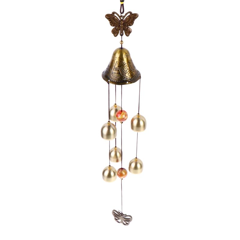 Retro Metal Wind Chime 6 Bells Vintage Butterfly for Outdoor Garden Patio Home Decor