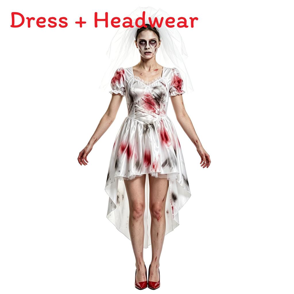 Halloween Ghost Bride Costume Dress Polyester Spandex For Cosplay Party Stage Performance