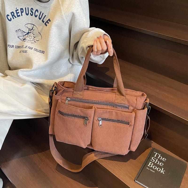 Large-capacity Artistic Single-shoulder Crossbody Bag Minimalist Style Multi-pocket Handbag