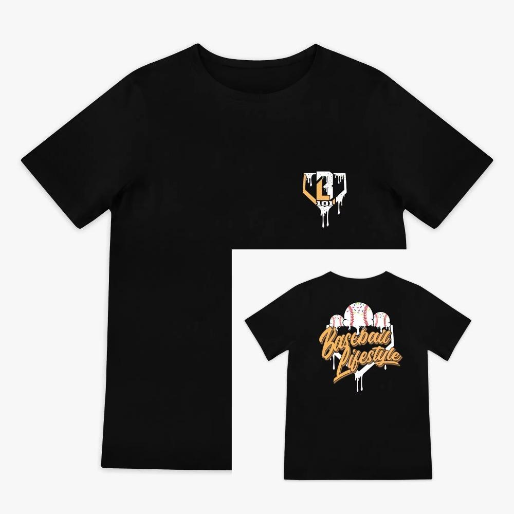 2025 Summer Boys Adult Baseball Printed Cotton T-Shirt Breathable Loose Sweat Absorbing Backstop Youth T-Shirt Fashion Top