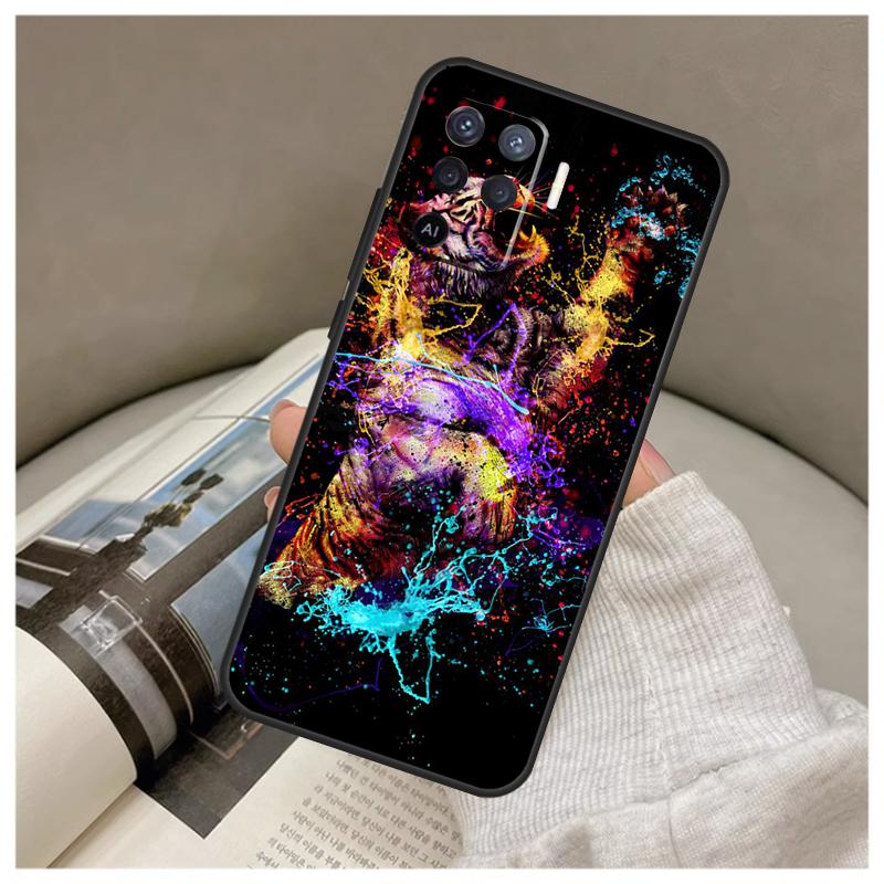 Tiger Face Case For Oppo A74 A94 A54 A18 A38 A58 A78 A98 A80 A60 A40 A96 A76 A16 A15 A17 A57 A77 A5 Pro