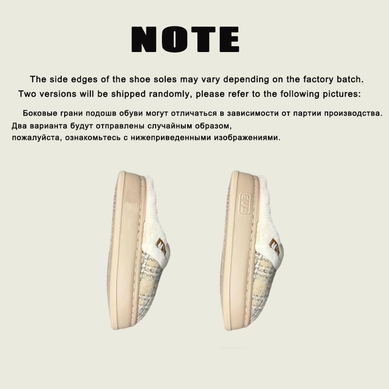 Women's Winter Warm Fur Slippers Stripe House Non Slip Shoes Comfort Flat Heel Home Indoor Bedroom Casual Plush Men Slippers