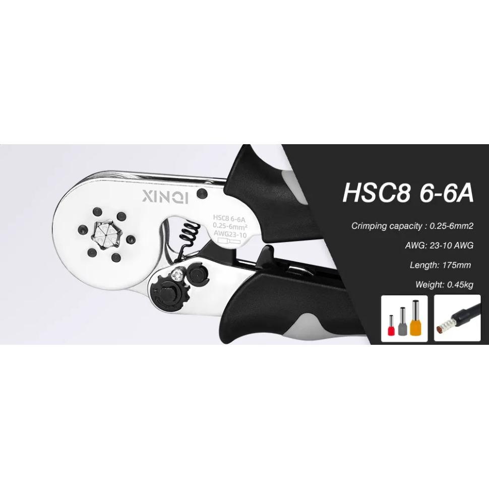 0.08-6mm2 Tubular Terminal Crimping Pliers HSC8 6-6A Crimper Wire Mini Ferrule Crimper Tools Household Electrical Kit With Bag
