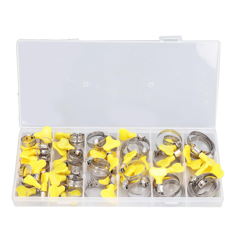44 Pcs Key Hose Clamp Stainless Steel Reusable Adjustment Worm Gear Clamp Clip for Pipeline