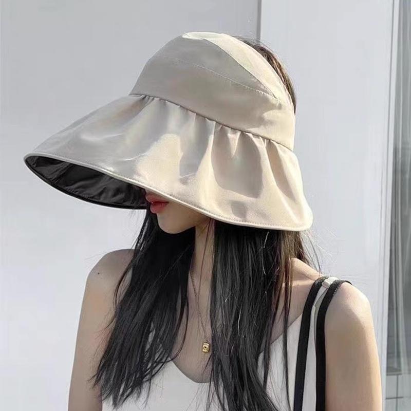 2025 New Summer Empty Top Wide Brim Sun Hat for Women Anti UV Sunscreen Bucket Hat Female Sun Protection Outdoor Beach Cap