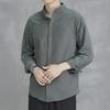 Men's Retro Chinese Style Linen Long Sleeve Shirt with Stand Collar