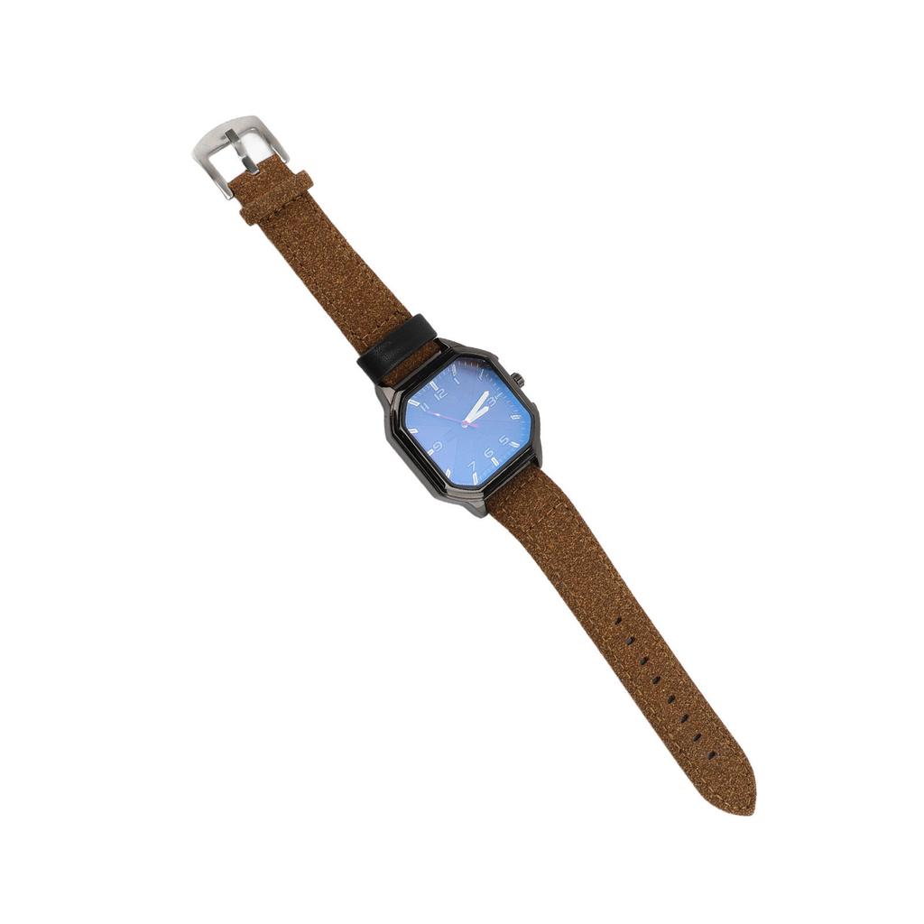 Men Watch Quartz Movement Leather Strap Stylish Retro Wristwatch for Indoor Outdoor Activities Daily Sports