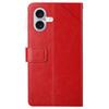 HT01 For iPhone 16 Case Y-Shaped Lines PU Leather Phone Cover with Wrist Strap