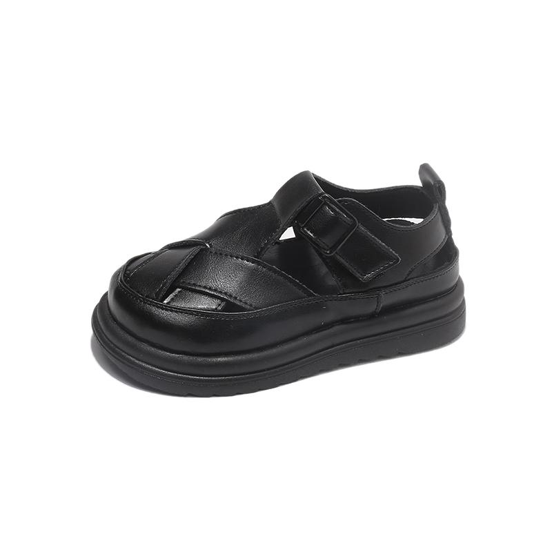 Unisex Closed Leather Sandals For Children New Summer Kids' Thick-Soled Beach Shoes Anti-Slip Simple And Classic