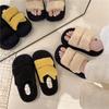 Thick-bottomed Fluffy Slippers for Women's Outer Wear, One-word Velvet To Keep Warm and Increase Height, Autumn and Winter 2025 New Mink Wool Cotton