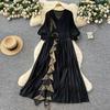 European and American Celebrities High-end Dress Women's Autumn Fungus Edge Ruffle Edge Loose Design Temperament Big Pendulum Long Skirt