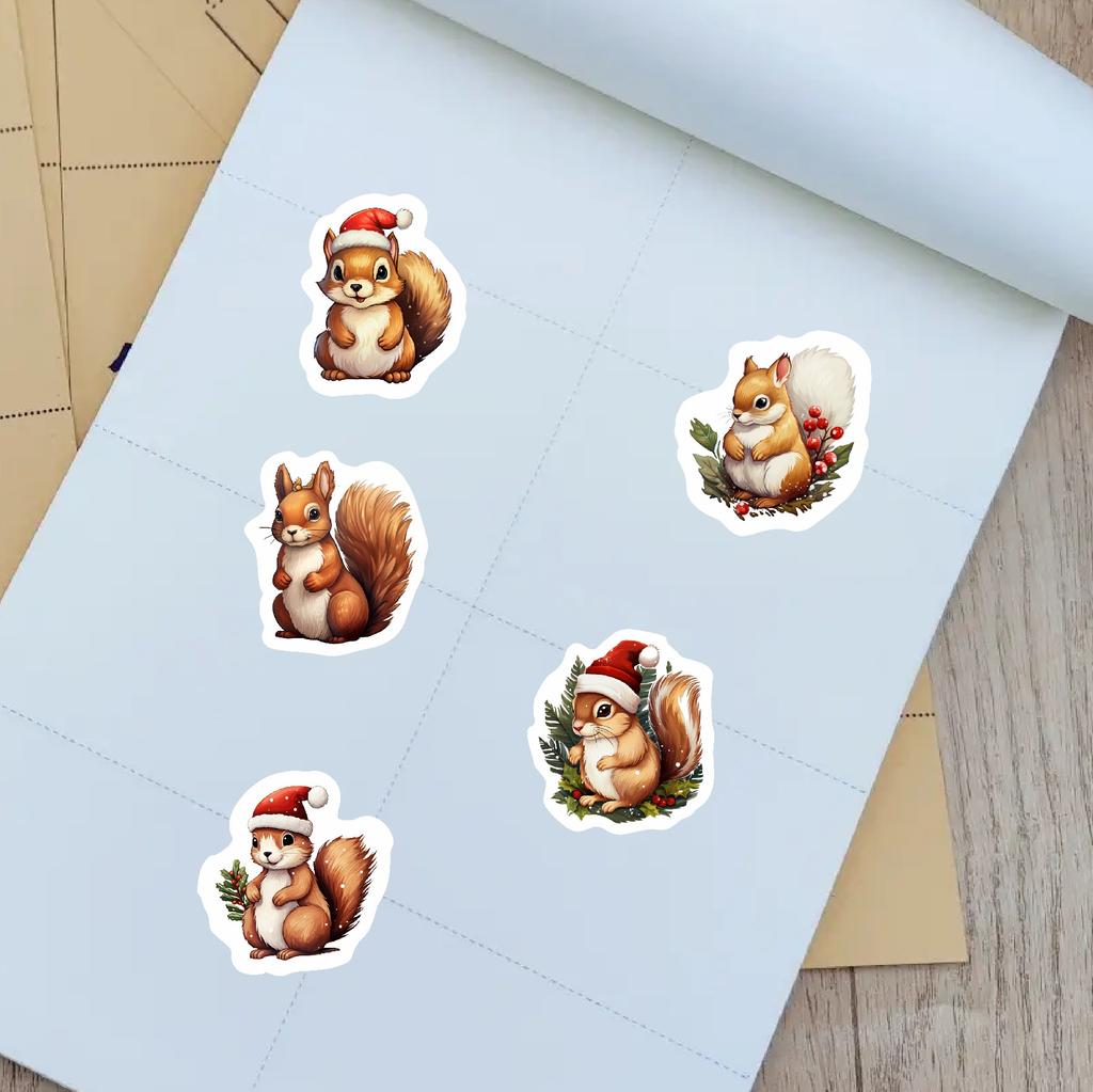 500/roll, Christmas, Creative Cartoon, Squirrel, Sealing Stickers, Gift Packaging, Envelope Stickers