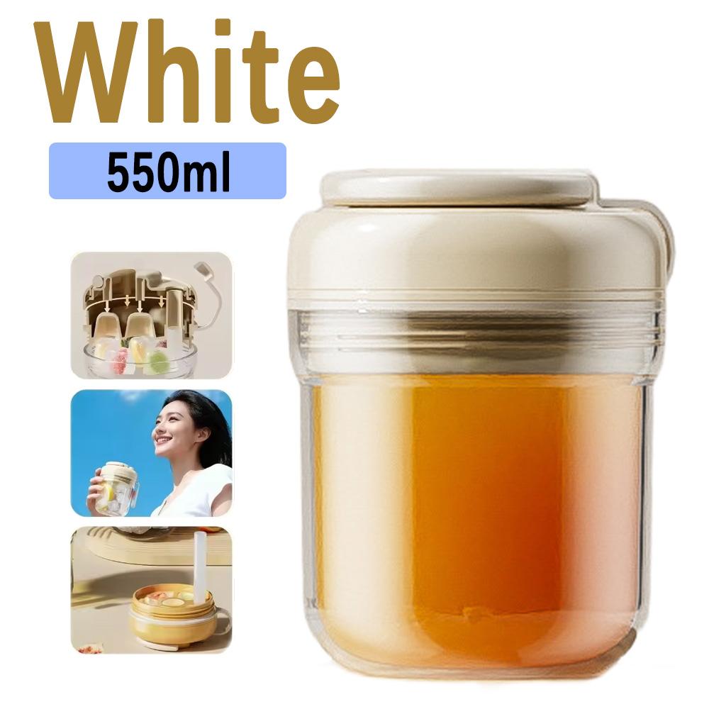 

550ml Food Grade 3-in-1 Ice Tray Water Bottle Multifunctional Ice Mold Ice Box Portable Storage Bottle for Home and Outdoor Activities білий