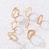 2025 New Simple Pearl Alloy Butterfly Snake Ring Geometric Zodiac Seven-Piece Ring Set
