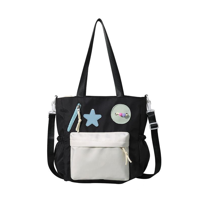 

Милая сумка-тоут для репетиторства для студентов, новая сумка кроссбоди для старшеклассников, большая вместительная сумка для досуга для занятий one size fits all чёрный