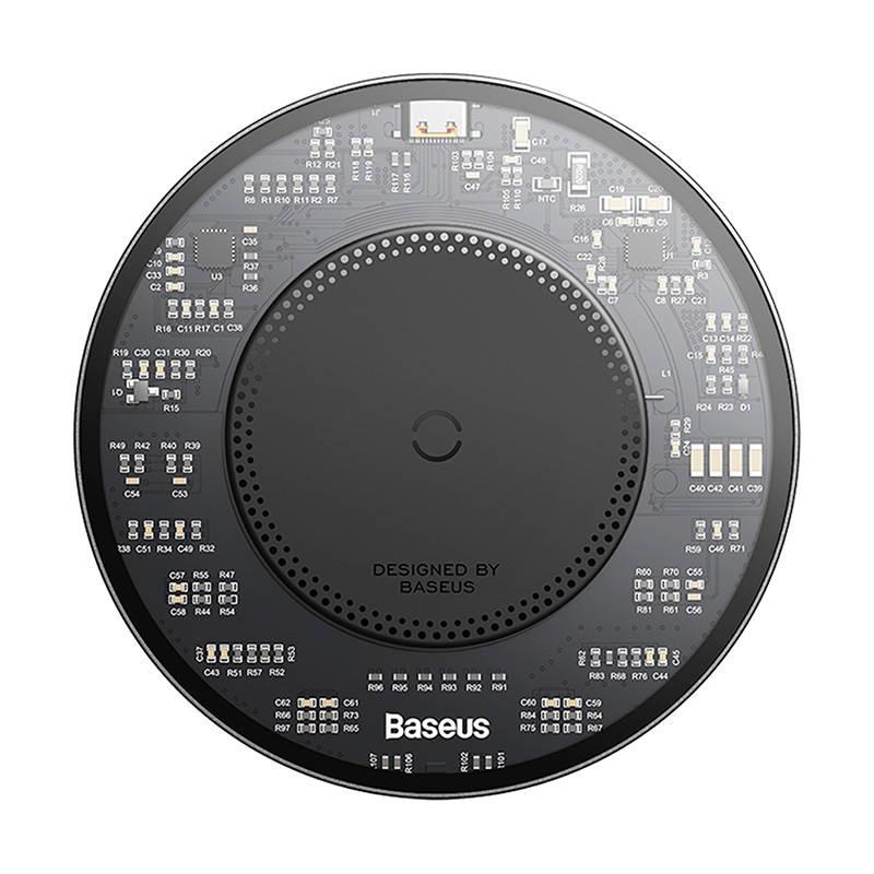 Kabelloses Induktionsladegerät Baseus Simple 2, 15W Mit USB-C zu USB-C Kabel (Schwarz)