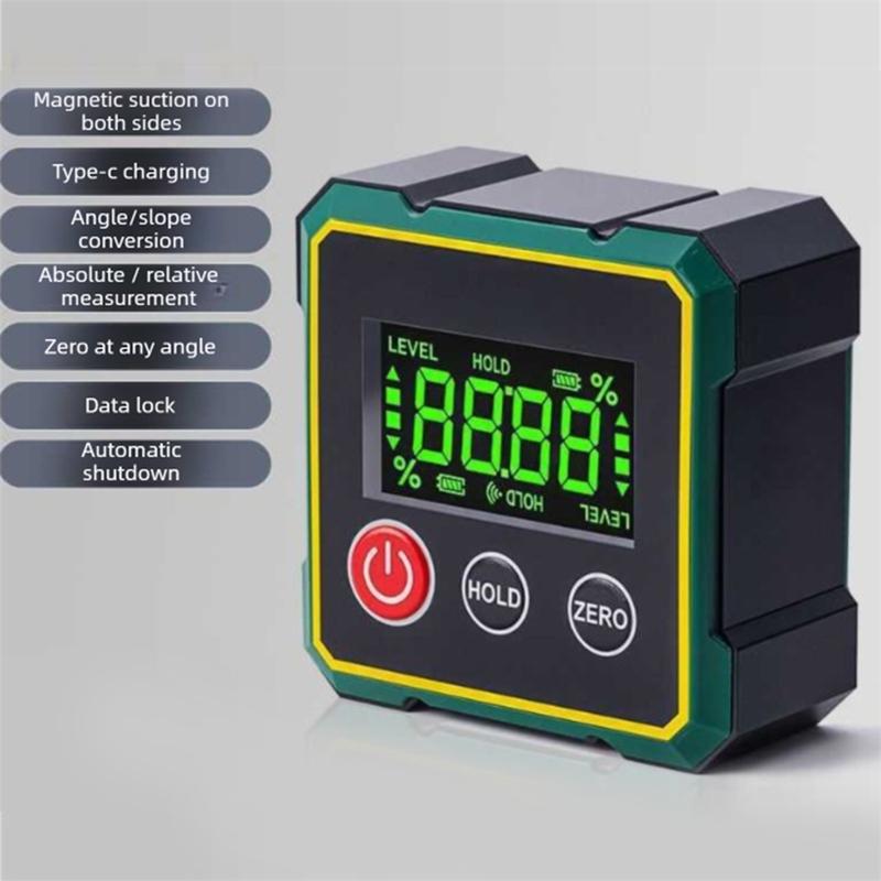 Digital Angle Gauge with Magnetic Base Angle Slope Conversion Electronic Level Angle Finder Tool with Data Lock