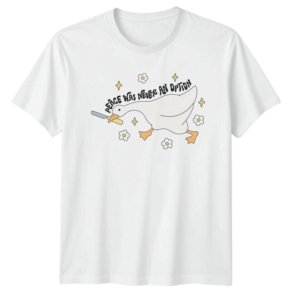 

Peace Was Never An Option Duck Birds Animal Mens TShirt Womens Tee Graphic Unisex T-Shirt XXXL