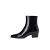 New fur integrated short boots women's thick heel pointed tip fleece warm thin boots black side zipper Martin boots