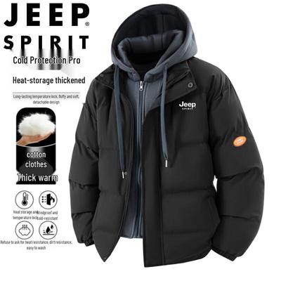 JEEP SPIRIT Men's Hooded Faux Two-Piece Winter Padded Jacket