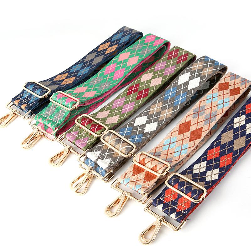 Versatile Creative Color Rhombus Bag Strap Accessories Adjustable Shoulder Crossbody Backpack Strap Replacement Shoulder Strap