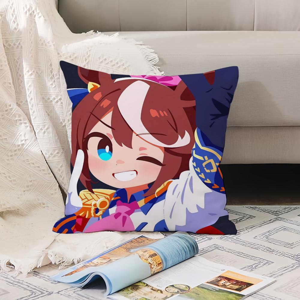 Söt U-Uma M-Musume P-Pretty D-Derby Kuddfodral Kontorskuddar Lämpliga för Soffa Bil Sovrum Dekorativt Kuddfodral