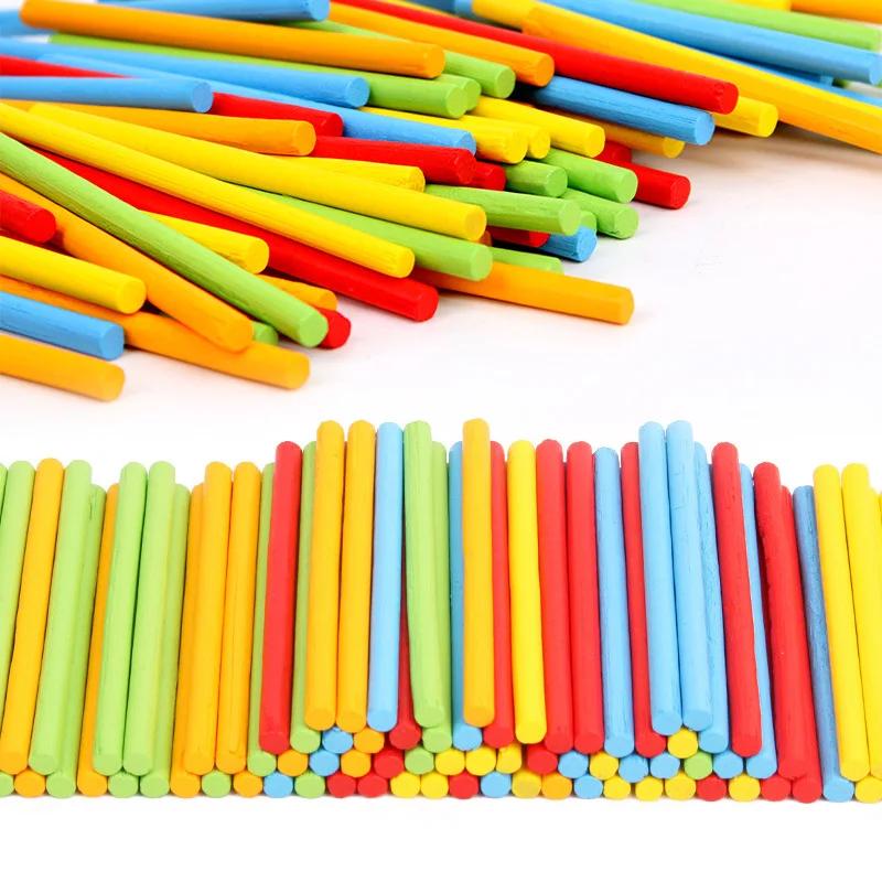 100 Pcspack Colorful Bamboo Sticks Mathematics Counting Game Montessori Preschool Math Learning Toy