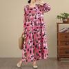 New Vintage Floral Maxi Dress Women Plus Size Oversize Long Sleeve Loose Basic Spring Long Dress