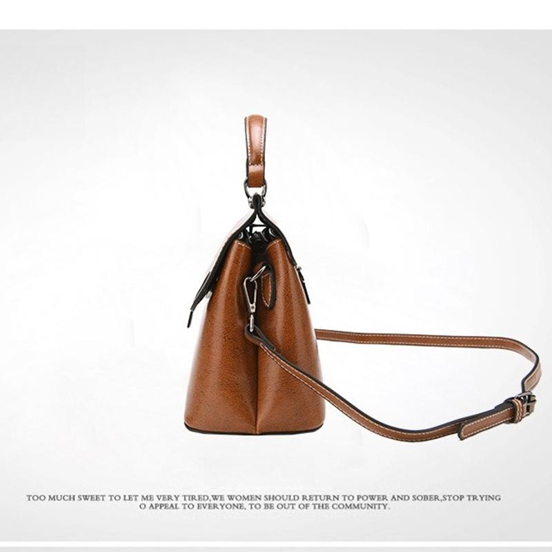 Genuine Leather Women Handbag Fashion Cowhide Ladies Crossbody Bag Korean Style Women Commuter Shopping Shoulder Bag