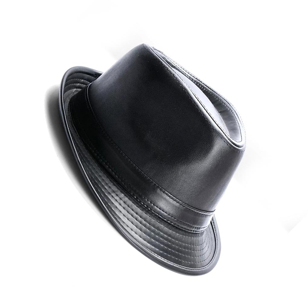 

doublebulls шляпы шляпа федора из ПУ кожи мужская для мальчиков зимняя шляпа трилби джазовая кепка выбор джентльмена, черная чёрный