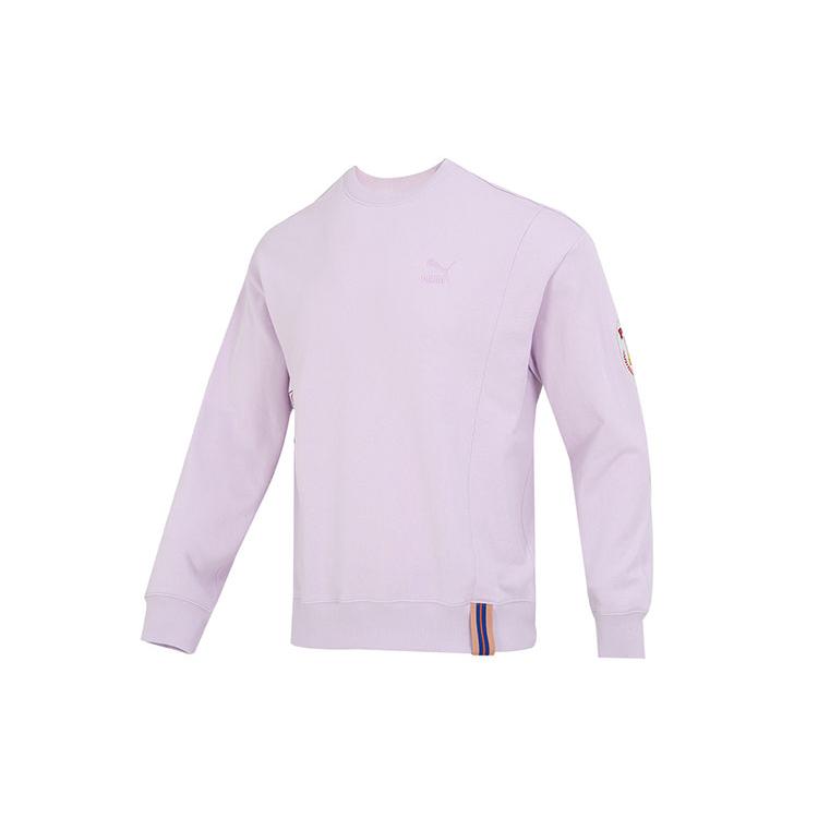 Puma Team Badge Sweatshirts Men's Light Purple Crew Neck Moderate Regular 677379-17